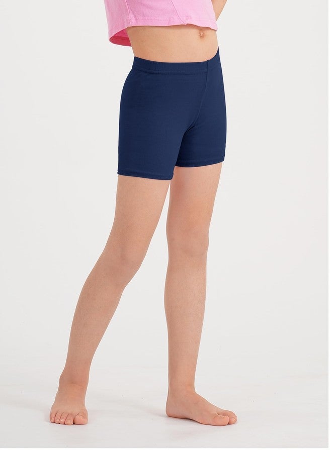 BOOPH 4 Pack Girls Bike Shorts Cartwheel Shorts for Toddlers Kids Under Dress Dance Short 7-8Years Navy - Image 2